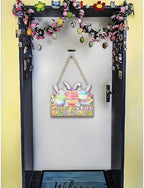 Easter Wreaths Decorations for Front Door Wooden Easter Sign Cute Bunny Spring Hanger for Outdoor Indoor Home, alternate view