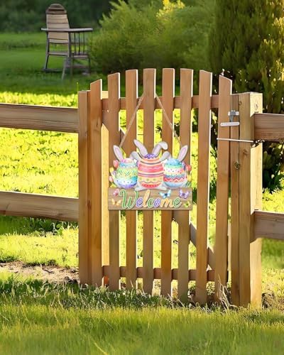 Easter Wreaths Decorations for Front Door Wooden Easter Sign Cute Bunny Spring Hanger for Outdoor Indoor Home, alternate view