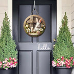 Easter Wreaths, Easter Wreath for Front Door, Wooden Easter Bunny Chick Decor Door Sign Wreath 12 Inch, Easter, alternate