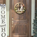 Easter Wreaths, Easter Wreath for Front Door, Wooden Easter Bunny Chick Decor Door Sign Wreath 12 Inch, Easter, alternate