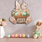 Easter Wreaths for Front Door Bunny Welcome Wood Sign Door Hanger Spring Decorations Easter Wall Hanging Plaque, alternate