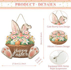 Easter Wreaths for Front Door Bunny Welcome Wood Sign Door Hanger Spring Decorations Easter Wall Hanging Plaque, alternate