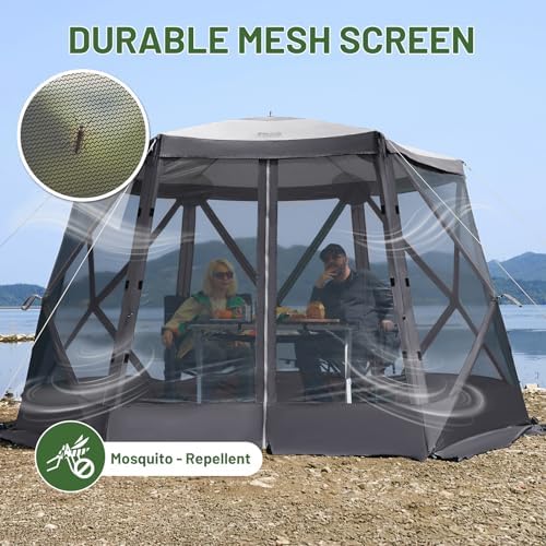 Easy Pop Up Gazebo Canopy Tent for Camping, 11.5 X 9.8 Ft Portable Instant Screenhouse, Pop Up Screened in, alternate view 4