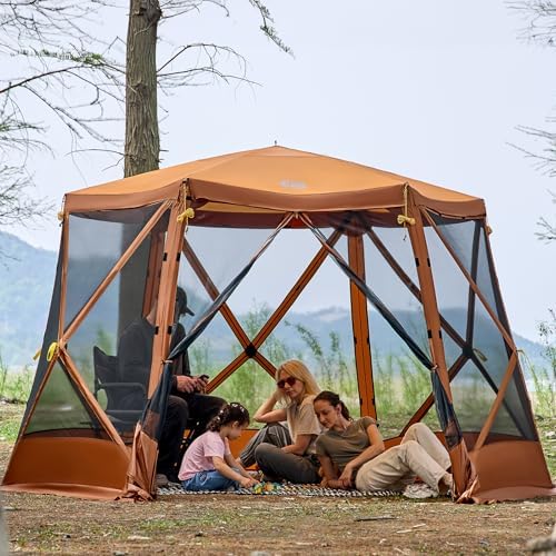 Easy Pop Up Gazebo Canopy Tent for Camping, 11.5 X 9.8 Ft Portable Instant Screenhouse, Pop Up Screened in