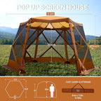 Easy Pop Up Gazebo Canopy Tent for Camping, 11.5 X 9.8 Ft Portable Instant Screenhouse, Pop Up Screened in, alternate view 2