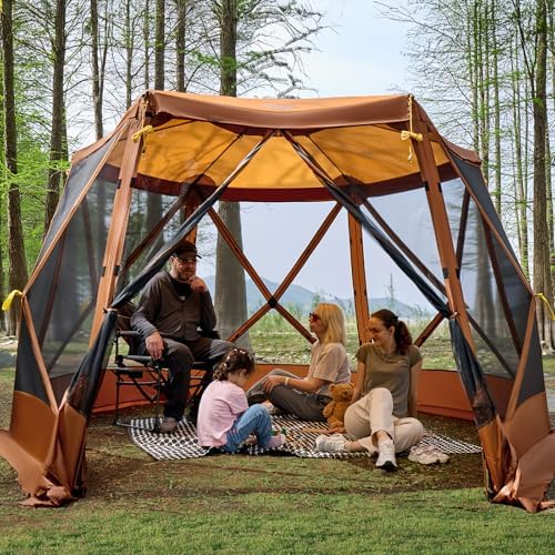 Easy Pop Up Gazebo Canopy Tent for Camping, 11.5 X 9.8 Ft Portable Instant Screenhouse, Pop Up Screened in, alternate view 5