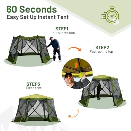 Easy Pop Up Gazebo Canopy Tent for Camping, 11.5 X 9.8 Ft Portable Instant Screenhouse, Pop Up Screened in, alternate view 2