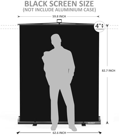 【Easy Set Up】 59.8 x 82.7in Collapsible Black Backdrop Screen, alternate view 2