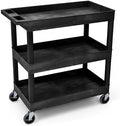 EC111-B 3-Shelf Heavy Duty Rolling Plastic Utility Cart, Black in Black