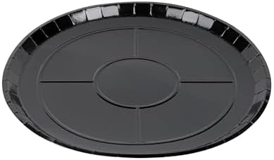 Eco Pie 16 Inch Paper Pizza Trays, 25 Round Pizza Pans - Oven-Ready, Microwavable, Black Paper Pan For