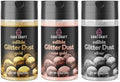 Edible Glitter Dust 3-Pack | 100% Edible Food-Safe Glitter for Cakes, Cupcakes, Cocktails & Desserts | Gold