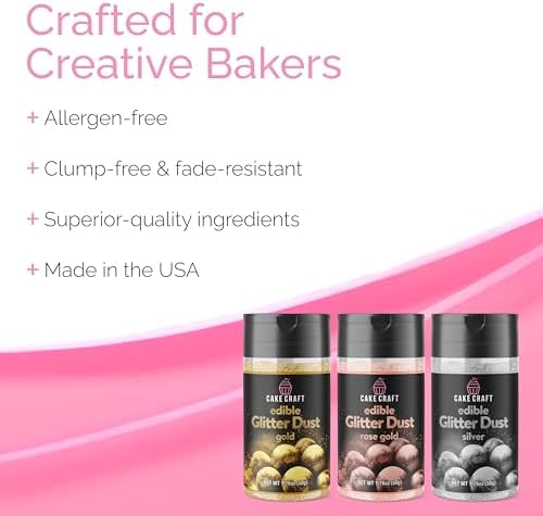 Edible Glitter Dust 3-Pack | 100% Edible Food-Safe Glitter for Cakes, Cupcakes, Cocktails & Desserts | Gold, alternate view 4