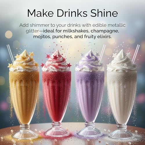 Edible Glitter Dust 3-Pack | 100% Edible Food-Safe Glitter for Cakes, Cupcakes, Cocktails & Desserts | Gold, alternate view 7