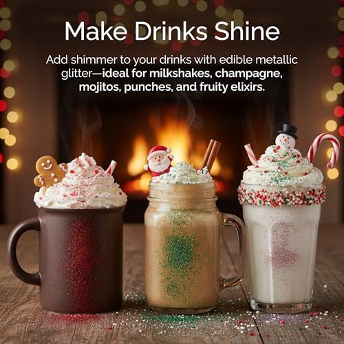 Edible Glitter Dust 4-Pack | 100% Edible Food-Safe Glitter for Cakes, Cupcakes, Cocktails & Desserts | Gold, alternate view 7