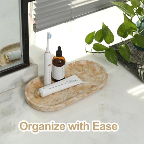 Egypt Natural Marble Tray, 12"x6" Vanity Decorative Tray for Countertop Organizer, Catchall Tray for Perfume, alternate view