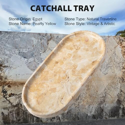Egypt Natural Marble Tray, 12"x6" Vanity Decorative Tray for Countertop Organizer, Catchall Tray for Perfume, alternate view
