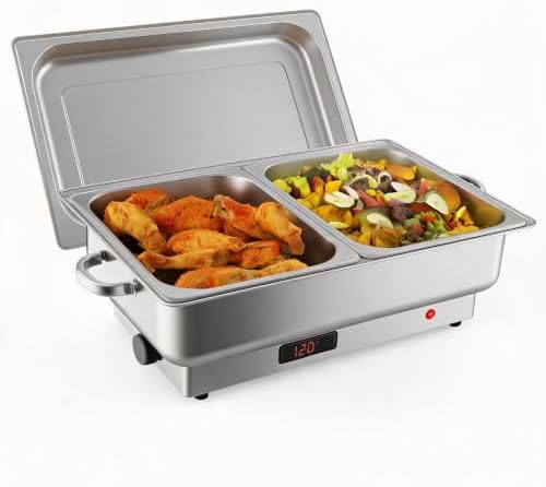 Electric Buffet Chafing Dish Set - 2×4.5QT Stainless Steel Food Warmer