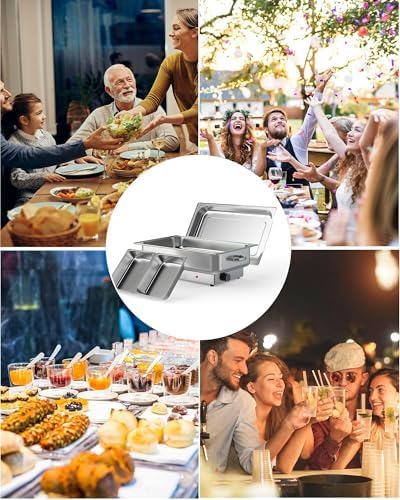 Electric Buffet Chafing Dish Set - 2×4.5QT Stainless Steel Food Warmer, alternate view 6