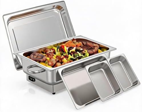 Electric Buffet Chafing Dish Set,2×4.5QT Stainless Steel Warmer