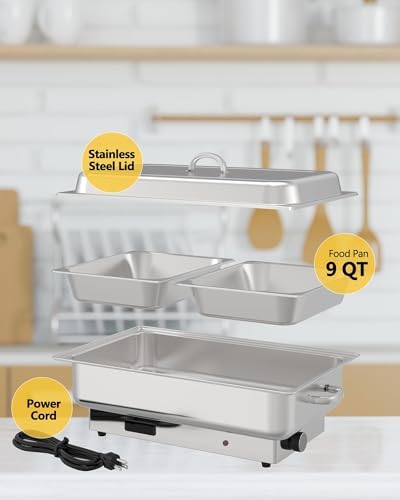 Electric Buffet Chafing Dish Set,2×4.5QT Stainless Steel Warmer, alternate view 7