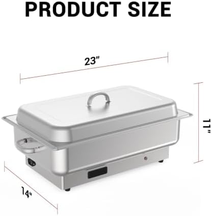 Electric Buffet Chafing Dish Set, 9QT Stainless Steel Food Warmer, alternate view 2