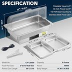 Electric Buffet Food Warmer with Touch Control, 2 * 4.5QT Half Size Stainless Steel Chafing Dish with Roll Top, alternate