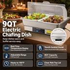 Electric Buffet Food Warmer with Touch Control, 2 * 4.5QT Half Size Stainless Steel Chafing Dish with Roll Top, alternate