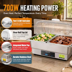 Electric Buffet Food Warmer with Touch Control, 2 * 4.5QT Half Size Stainless Steel Chafing Dish with Roll Top, alternate