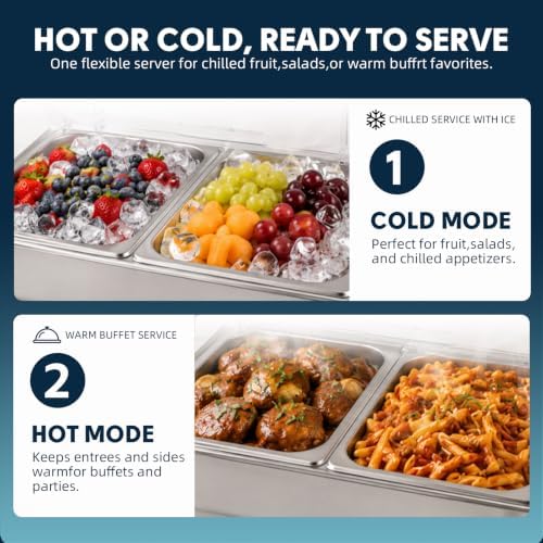 Electric Buffet Food Warmer with Touch Control, 2 * 4.5QT Half Size Stainless Steel Chafing Dish with Roll Top, alternate