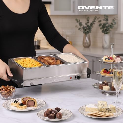 Electric Buffet Server and Food Warmer, Three 1.5 Qt, Silver FW173S in 3 Chafing Pan - Silver, alternate view 2