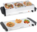 Electric Buffet Server Food Warmer, Stainless Steel Countertop Food Warming Tray with 3 Removable Trays