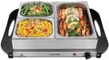 Electric Buffet Server + Warming Tray w/Adjustable Temperature & 3 Chafing Dishes, Hot Plate Perfect for