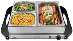 Electric Buffet Server + Warming Tray w/Adjustable Temperature & 3 Chafing Dishes, Hot Plate Perfect for