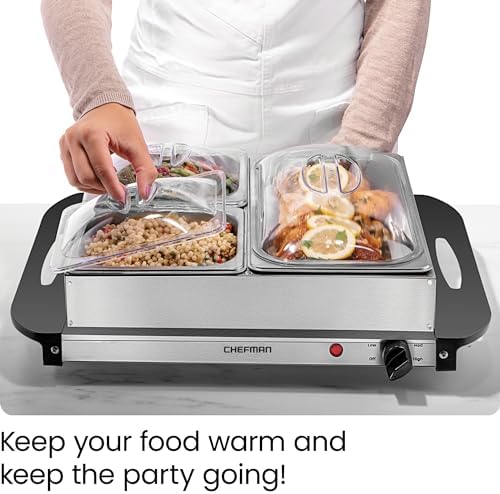 Electric Buffet Server + Warming Tray w/Adjustable Temperature & 3 Chafing Dishes, Hot Plate Perfect for, alternate view 4