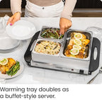 Electric Buffet Server + Warming Tray w/Adjustable Temperature & 3 Chafing Dishes, Hot Plate Perfect for, alternate view 5