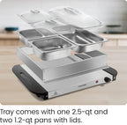 Electric Buffet Server + Warming Tray w/Adjustable Temperature & 3 Chafing Dishes, Hot Plate Perfect for, alternate view 6