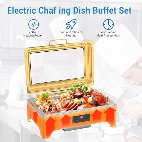Electric Chafing Dish, 9L Full Size Touch Screen Chafing Dishes, alternate view 4