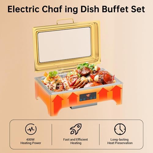 Electric Chafing Dish, 9L Full Size Touch Screen Chafing Dishes, alternate view 7