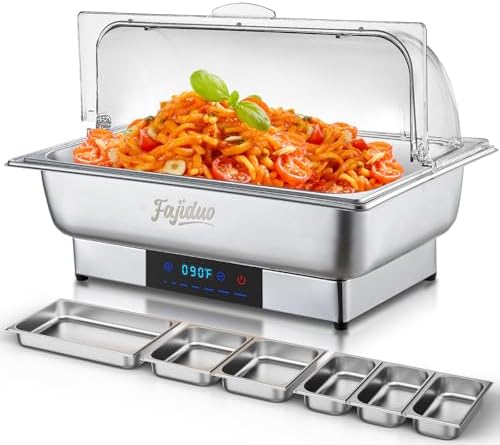 Electric Chafing Dish, 9QT Buffet Servers and Warmers, 3 Size Food Pans Stainless Steel Chaffing Dishes with