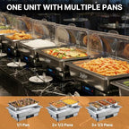 Electric Chafing Dish, 9QT Buffet Servers and Warmers, 3 Size Food Pans Stainless Steel Chaffing Dishes with, alternate view