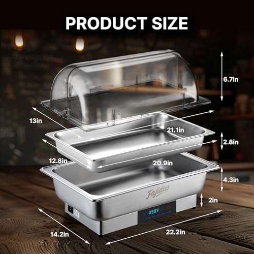 Electric Chafing Dish, 9QT Buffet Servers and Warmers, Stainless Steel Chaffing Dishes with Temperature Control, alternate