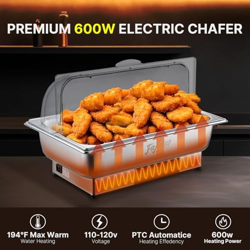 Electric Chafing Dish, 9QT Buffet Servers and Warmers, Stainless Steel Chaffing Dishes with Temperature Control, alternate