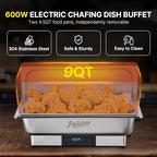 Electric Chafing Dish, 9QT Buffet Servers and Warmers, Stainless Steel Chaffing Dishes with Temperature Control, alternate