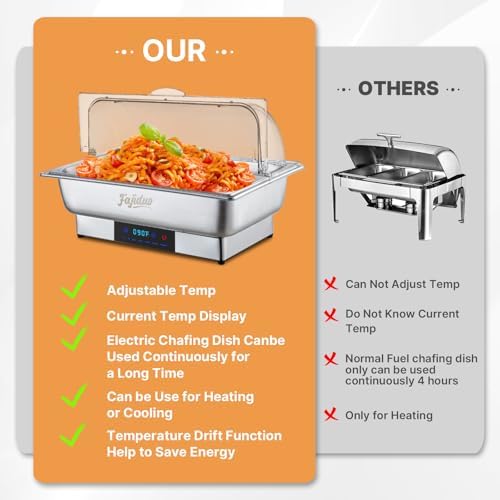 Electric Chafing Dish, 9QT Buffet Servers and Warmers, Stainless Steel Chaffing Dishes with Temperature Control, alternate