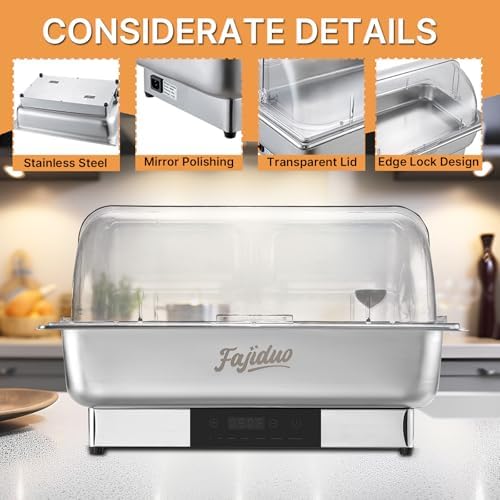 Electric Chafing Dish, 9QT Buffet Servers and Warmers, Stainless Steel Chaffing Dishes with Temperature Control, alternate