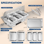 Electric Chafing Dish Buffet Server Set, Stainless Steel Full Size & Half-Size &Three-Section Food Pan with Temp, alternate