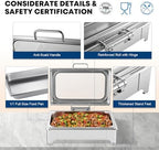 Electric Chafing Dish Buffet Server Set, Stainless Steel Full Size & Half-Size &Three-Section Food Pan with Temp, alternate