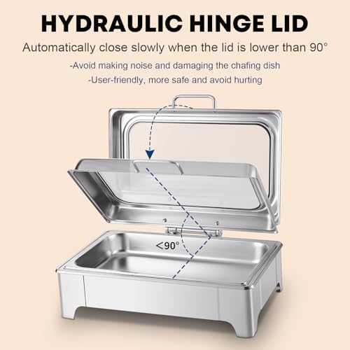 Electric Chafing Dish Buffet Server Set, Stainless Steel Full Size & Half-Size &Three-Section Food Pan with Temp, alternate