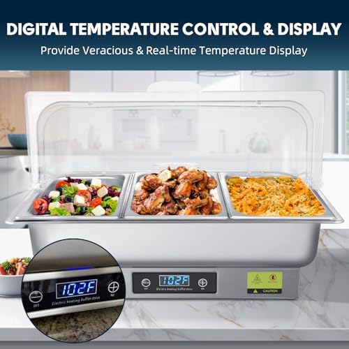 Electric Chafing Dish Buffet Server with Button Panel Control, alternate view 4