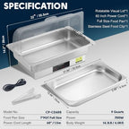 Electric Chafing Dish Buffet Server with Touch Control, 9QT Full Size Food Pan, Stainless Steel Roll Top Food, alternate view